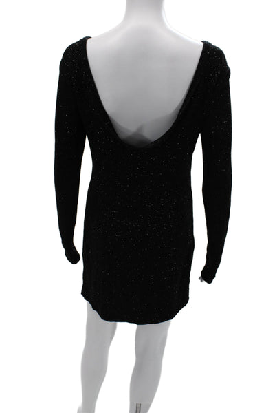 Parker Women Bodycon Sweater Dress Black Silk Long Sleeve Short Size S