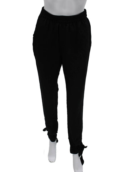 Quail Womens 100% Silk Jogger Pants Black Drawstring Size 2