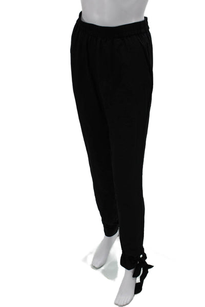 Quail Womens 100% Silk Jogger Pants Black Drawstring Size 2