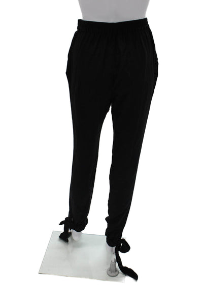 Quail Womens 100% Silk Jogger Pants Black Drawstring Size 2