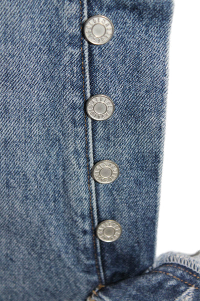 Agolde Women Cropped Mom Jeans Blue Organic Cotton High Rise Size 24