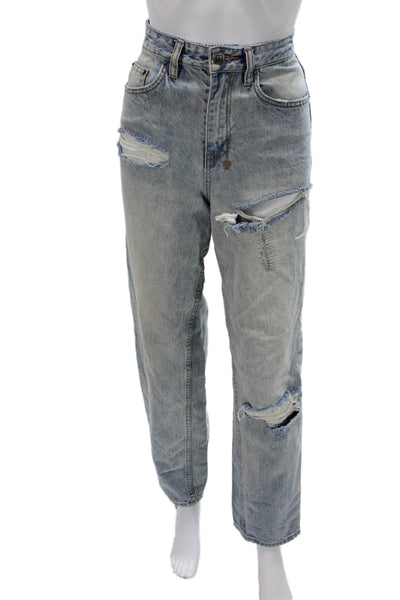 Ksubi Womens Boyfriend Mom Jeans Light Blue High Rise Inseam 32 Size 24