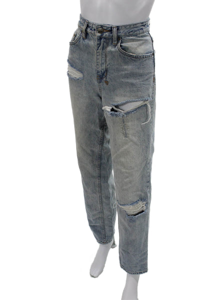 Ksubi Womens Boyfriend Mom Jeans Light Blue High Rise Inseam 32 Size 24