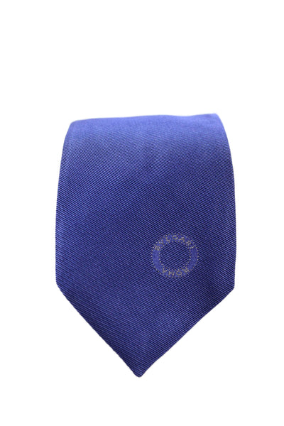 Bvlgari Mens Classic Width Silk Knit Tie Navy Blue