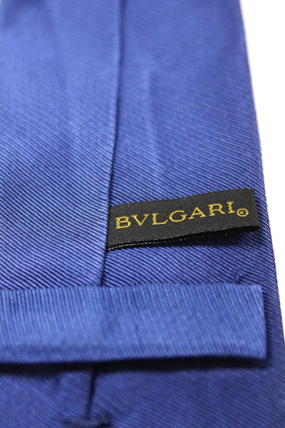 Bvlgari Mens Classic Width Silk Knit Tie Navy Blue