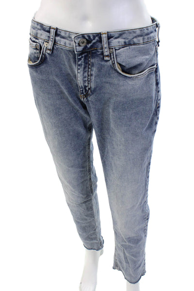 Rag & Bone Womens Cropped Boyfriend Jeans Light Blue Mid Rise 28 Inseam Size 27