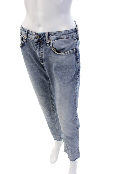 Rag & Bone Womens Cropped Boyfriend Jeans Light Blue Mid Rise 28 Inseam Size 27