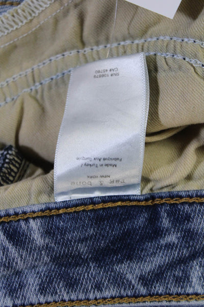 Rag & Bone Womens Cropped Boyfriend Jeans Light Blue Mid Rise 28 Inseam Size 27