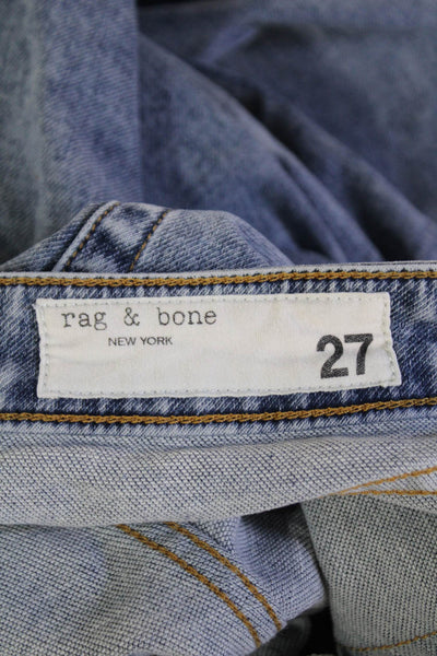 Rag & Bone Womens Cropped Boyfriend Jeans Light Blue Mid Rise 28 Inseam Size 27