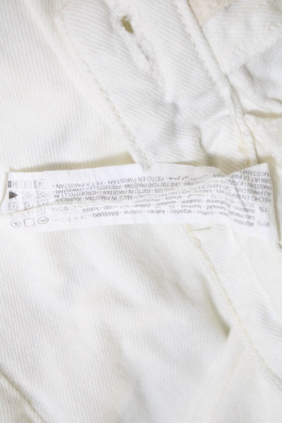 Zara Womens Ankle Cropped Pants White Mid Rise Button 28 Inseam Size 4