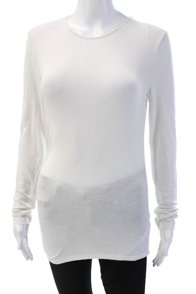 Zara Women Basic Long Sleeve Round Neck White T-Shirt Size M