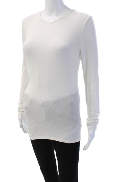 Zara Women Basic Long Sleeve Round Neck White T-Shirt Size M
