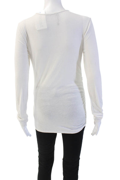 Zara Women Basic Long Sleeve Round Neck White T-Shirt Size M