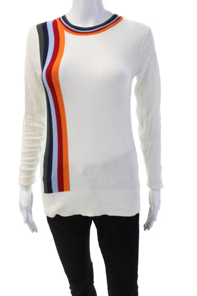 Public School Unisex White Striped Pullover Sweater Size S