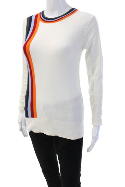 Public School Unisex White Striped Pullover Sweater Size S