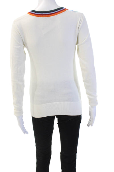 Public School Unisex White Striped Pullover Sweater Size S
