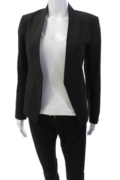 Theory Womens Open Front Long Sleeve Lined Blazer Solid Black Size 4