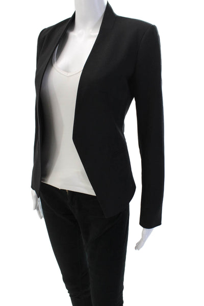 Theory Womens Open Front Long Sleeve Lined Blazer Solid Black Size 4