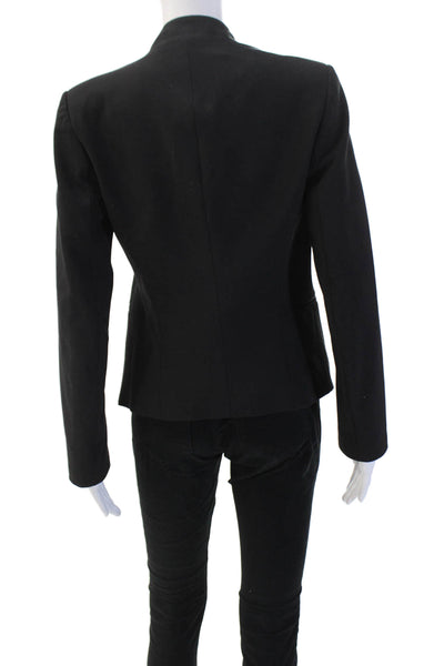 Theory Womens Open Front Long Sleeve Lined Blazer Solid Black Size 4