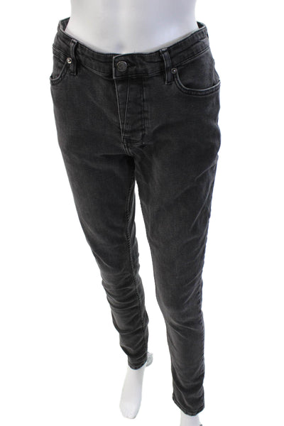 Ksubi Mens High Rise Skinny Tapered Jeans Dark Gray Button Fly Size 32