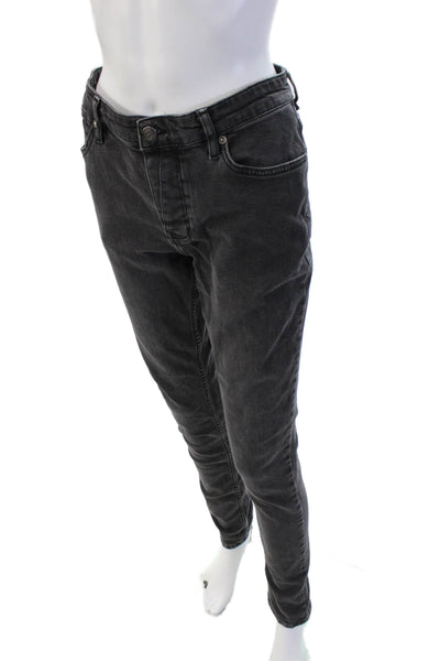 Ksubi Mens High Rise Skinny Tapered Jeans Dark Gray Button Fly Size 32