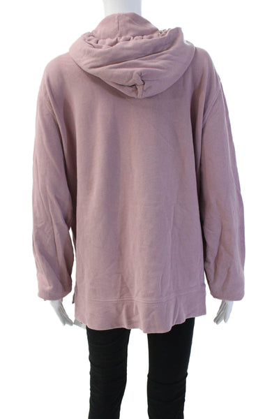Todd Snyder Unisex Henley Hoodie Pink Cotton Button Long Sleeve Size L
