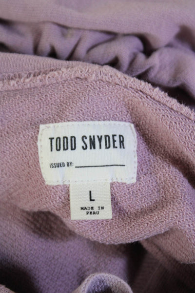 Todd Snyder Unisex Henley Hoodie Pink Cotton Button Long Sleeve Size L