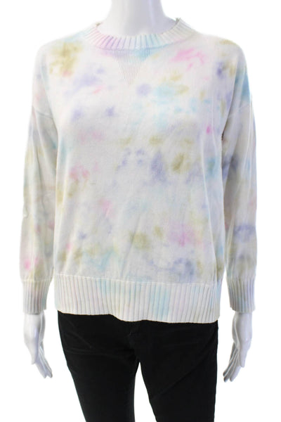 Aqua Unisex Pullover Sweater White Cotton Viscose Crew Neck Long Sleeve Size S