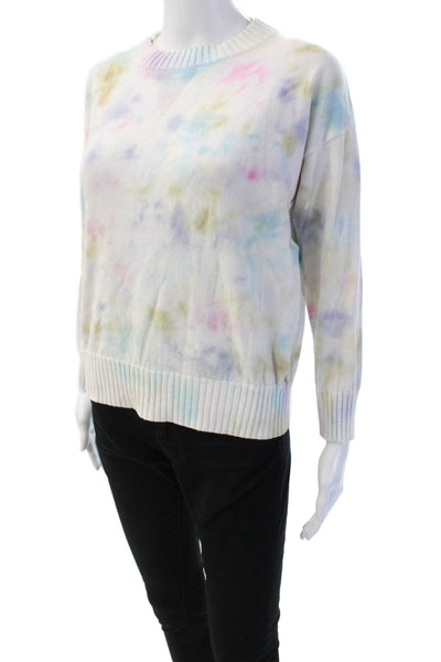 Aqua Unisex Pullover Sweater White Cotton Viscose Crew Neck Long Sleeve Size S