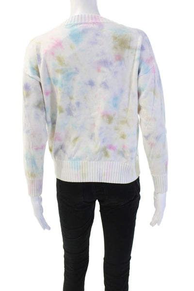 Aqua Unisex Pullover Sweater White Cotton Viscose Crew Neck Long Sleeve Size S