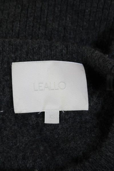 Leallo Unisex Dark Gray 100% Cashmere Pullover Sweater Crew Neck Size XS