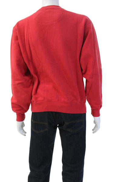 Champion Mens Pullover Sweatshirt Red 90s Graphic Crew Neck Size M