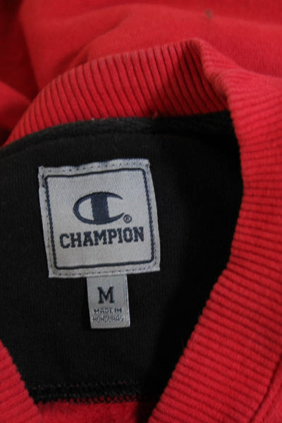 Champion Mens Pullover Sweatshirt Red 90s Graphic Crew Neck Size M