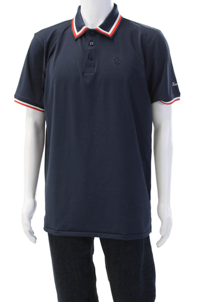 G/Fore Mens Collared Short Sleeve Polo Dark Blue Nylon Blend Size XL