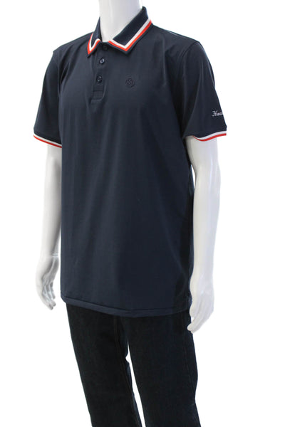 G/Fore Mens Collared Short Sleeve Polo Dark Blue Nylon Blend Size XL