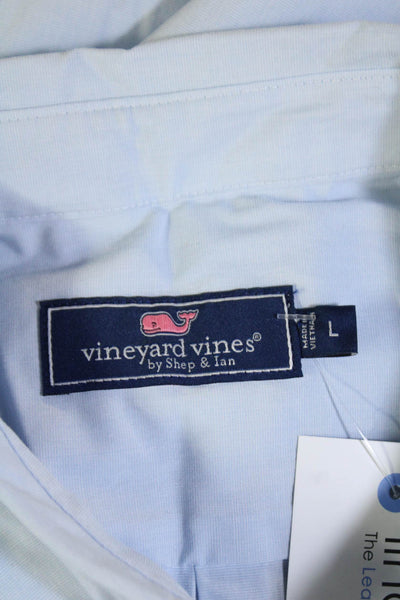 Vineyard Vines Mens Button-Down Collared Long Sleeve Light Blue Cotton Size L