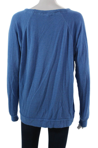 PJ Salvage Womens Pullover Sweatshirt Blue Crew Neck Long Sleeve Size L