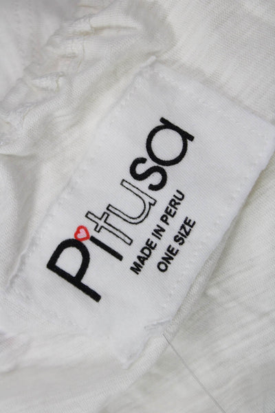 Pitusa Women Cropped 100% Silk Bohemian Long Sleeve White Blouse Size One Size