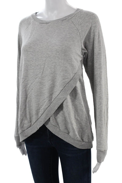 Seraphine Women Maternity Wrap Sweatshirt Gray Long Sleeve Crew Neck Size S