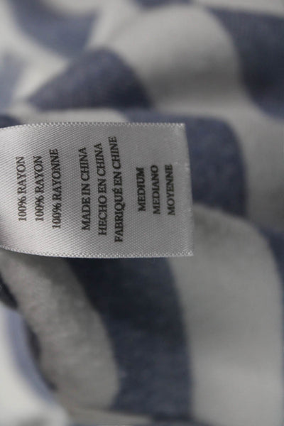 Rails Womens Striped Collared Button-Up Rayon Top Long Sleeve Blue Size M