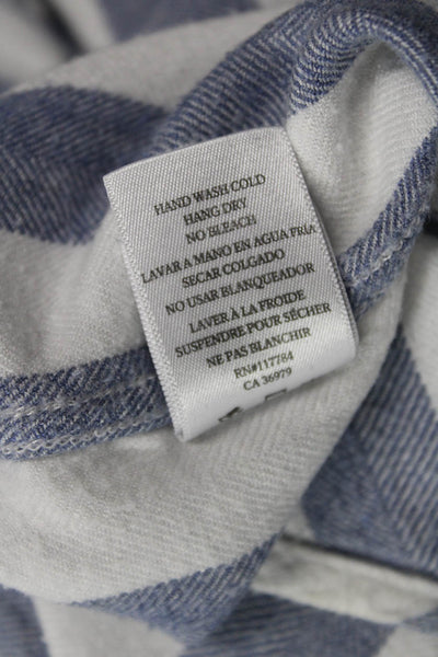 Rails Womens Striped Collared Button-Up Rayon Top Long Sleeve Blue Size M
