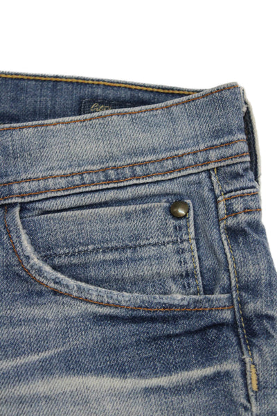 Citizens of Humanity Unisex Blue Cotton Beach Shorts Button Size 25