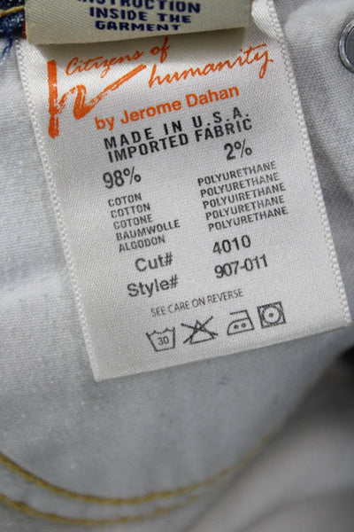 Citizens of Humanity Unisex Blue Cotton Beach Shorts Button Size 25