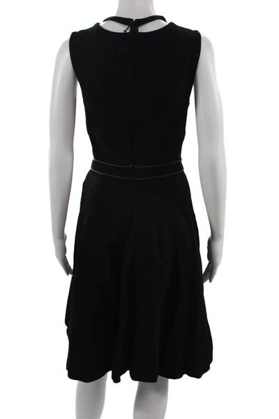 J. Mendel Women A-Line Fit & Flare Silk V-Neck Sleeveless Black Dress Size 8