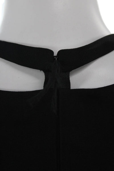 J. Mendel Women A-Line Fit & Flare Silk V-Neck Sleeveless Black Dress Size 8