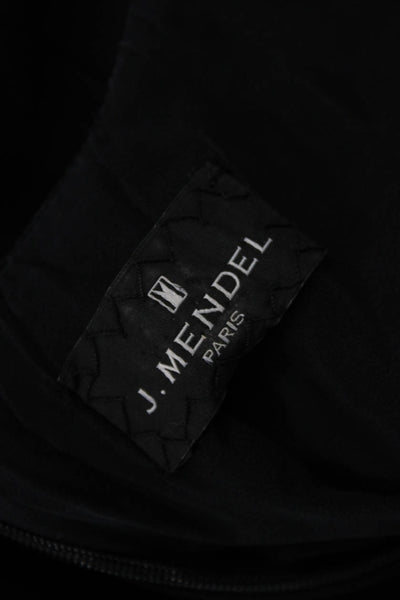 J. Mendel Women A-Line Fit & Flare Silk V-Neck Sleeveless Black Dress Size 8