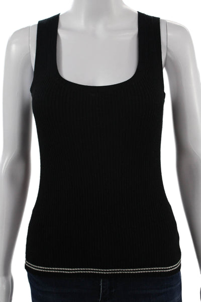 Theory Women Basic Black Sleeveless Square Neck Tank Size S