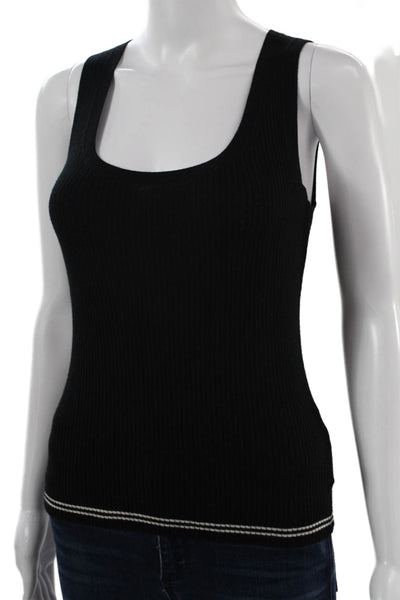 Theory Women Basic Black Sleeveless Square Neck Tank Size S