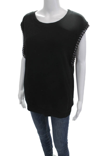 Allsaints Women Sweatshirt Vest Black Cotton Lace Up Sleeveless Size 2