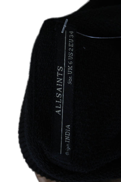 Allsaints Women Sweatshirt Vest Black Cotton Lace Up Sleeveless Size 2